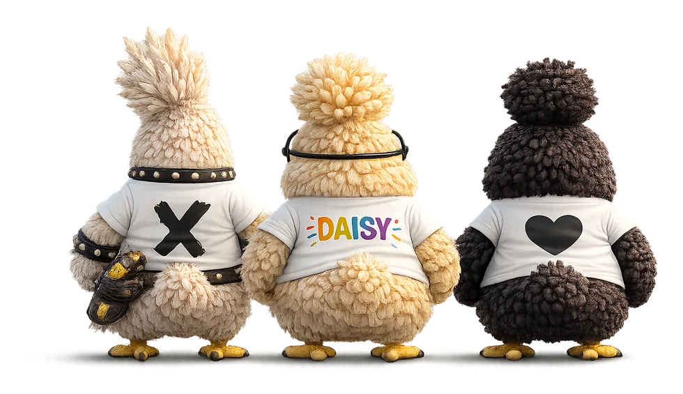 X, Daisy und BlackLove von hinten